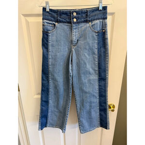 WHBM Extra High-Rise Colorblocked Wide Leg Cropped Jean size 4